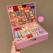 1 box of 107 colorful cute girl hair accessories gift box hairpin hair rope-24.24