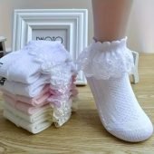 10 double set girl kids Baby Lace lace mesh Breathable spring summer autumn little princess dance socks-10.01