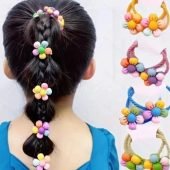 10pcs Vibrant Solid Color Resin Flower Hair Ties - Stretchy Rubber Ponytail Holders with Mature Style - Perfect Gift for Girls and Women-1.82