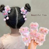 12pcs Cute Pink Floral & Pearl Tassel Hair Clips Set for Girls - Gentle on Hair, Perfect Holiday Gift, GUIJUI-8.0