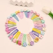 24pcs Flower bow colorful epoxy hair clip hair pin cut girls teenage daily hair accessories-3.30