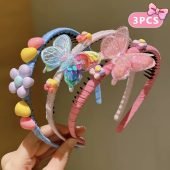 3pcs Lemon Loveo Butterfly Hairbands for Girls - Non-Slip, Comfort Fit Headbands with Mixed Colors-2.95
