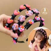 3pcs Sweet & Cute Colorful Braided Hairbands for Girls - Resin, All-Season Fashion Accessories by Lemon Loveo-3.30