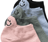 4 pairs Plain Smile Embroidered Socks $7.90