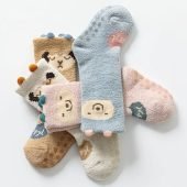 4pairs Baby Boys Girls Kids Coral Fleece Warm Stockings, Non-slip Floor Socks, Toddlers Children's Cute Socks-6.91