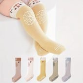 5 Pairs of Knee-High Socks, Suitable for Babies Aged 0 to 3, Suitable for Spring And Autumn, with Glue on The Knees, Cute-9.47