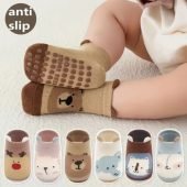 6-Pack Baby Anti-Slip Socks, Cotton Polyester Spandex, Hand Wash Only, Cartoon Boat Socks, Non-Slip for Toddlers, All-Season, Knit Fabric, Infant Footwear Accessories-6.38 (1)