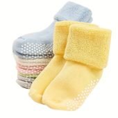 6 Pairs of Thick, Warm, and Anti-Skid Socks for Boys and Girls - Soft, Breathable, and Casual Plain Color Socks for Toddlers and Children - Trendy and Comfortable Footwear for Kids-7.86