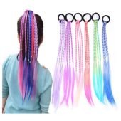 6pc Vibrant Gradient Braided Hair Extensions for Girls - Stylish Party Accessory & Beauty Hair Ties-3.39