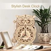 Adult 3D Wooden Jigsaw Puzzle Owl Clock Model Kit Table Clock Home Decoration Birthday Christmas Unique Gift Handmade DIY Wooden Crafts-28.14