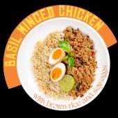 Basil Minced Chicken with Brown Rice and Soy Eggs - REG 7.90