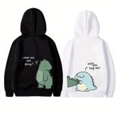 Boys' 2pcs Dinosaur Print Hoodies - Cozy Fleece Pullover Sweatshirts for Fall Winter, Casual Long Sleeve Tops with Kangaroo Pocket-19.54