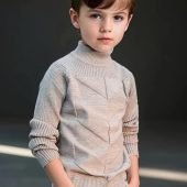 Boys Casual Knit Pullover - Viscose Blend Crew Neck Sweater with Long Sleeves, Plaid Pattern, Medium Stretch for Fall Winter - Applicable for Ages Over 3 Years-12.87 (1)