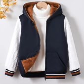 Boys Fleece Lined Hooded Zip-up Jacket, Casual Long Sleeve Warm Coat for Fall And Winter-15.77