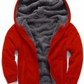 Boys' Sherpa Lined Hoodie Casual Cotton 55 Polyester 45 Long Sleeve Hooded Sweatshirt with Zipper, Regular Fit Outdoor Fall Winter Jacket-17.89