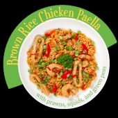 Brown Rice Chicken Paella with Prawns, Squids and Green Peas - REG 7.90