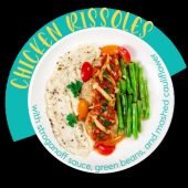 Chicken Rissoles with Stroganoff Sauce, Green Beans and Mashed Cauliflower - REG 9.90