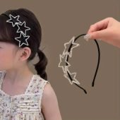 Children's Starry Rhinestone Headband – 1pc Luxurious Hollowed-Out Five-Point Star Hairband, Iron Material, for Girls Ages 3-14 – Fashionable Y2K Hair Accessory for Securing Hair-1.71