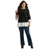 Contrast Patchwork Bell Sleeve Blouse $21.90