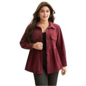 Corduroy Flap Detail Gathered Jacket $35.90