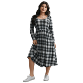 Crew Neck Gingham Pocket Dress $31.90