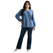 Criss Cross Neckline Puff Sleeve Gathered Blouse $18.90