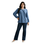 Criss Cross Neckline Puff Sleeve Gathered Blouse $18.90