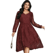 Crochet Lace Mesh Lantern Sleeve Dress $36.90