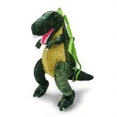 Dinosaur Backpack, Tyrannosaurus Rex and Triceratops Design, Adjustable Straps, Corduroy, Lightweight, Zip Closure, Nylon Lined, Cartoon Style for Parties-13.95