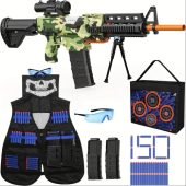 EagleStone Realistic Automatic Toy Gun for Kids, 3-Mode Foam Blaster with Tactical Vest, Storage Mesh Bag, 2 Clips, And 150 Darts. Perfect Electric Toy for Boys Ages 8-12, Great Birthday Gift.-44.73