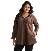 Faux Suede Pocket Hooded Drawstring Jacket $29.90