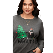Festive Cat And Tree Printed Slim-Fit Tee $11.34