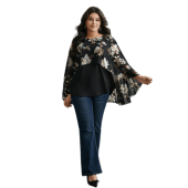 Floral Chiffon High Low Hem Ruffles Blouse $22.90