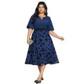 Floral Embroidered Mesh keyhole Dress $32.90