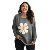 Floral Textured Crew Neck Pullover $34.90
