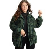 Geometric Pocket Gathered Zipper Jacket $43.90
