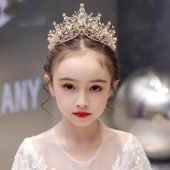 Girl Head Hoop Princess Crown Design Shiny Rhinestone Inlaid Exquisite Eye-catching Head Jewelry Headband-7.98