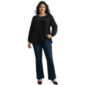 Lace Trim Sheer Neckline Blouse $18.90