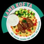 Lamb Kofta with Couscous Cucumber Mint Yoghurt and Pomegranate - REG 12.90