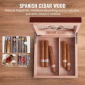 Luxury Cedar Wood Cigar Humidor with Glass Top, Built-in Hygrometer, and Storage Drawer, Elegant Cigar Box Humidifier for Adults, with 35-Cigar Capacity, for Ages 14+-55.99