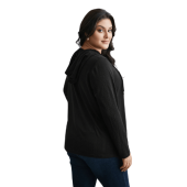 Neck Cut-Out Elastic Textured Hoodie $20.90