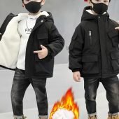 New Fashionable Children's Winter Coat for Boys, Thickened with Velvet, Baby's Stylish Jacket, Cold-Proof and Warm-17.90