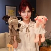 New Interactive Cartoon Animal Hand Puppet Plush Toy for Early Education Kindergarten Finger Game Halloween Christmas Gift-8.01