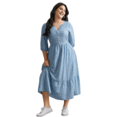 Notched Ditsy Floral Button Midi Dress $29.90