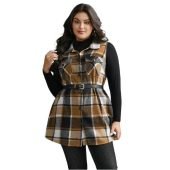 Plaid Flap Detail Sleeveless Jacket $28.90