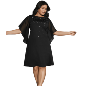 Rhinestone Ruffle Sleeve Mesh Patchwork Dress $25.90