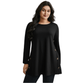 Round Neck Button Slim-Fit Knit Top $20.90