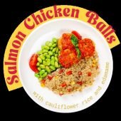 Salmon Chicken Balls with Cauliflower Rice and Edamame - REG 11.90