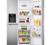 Side by Side LG GSLV70PZTE, No Frost, 635 l, Door Cooling, LINEARCooling, UVnano, FRESHBalancer, LG ThinQ, Dozator apa, H 179 cm, Argintiu, Clasa E