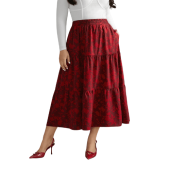 Silhouette Floral Print Ruffle Layered Hem Skirt $25.90